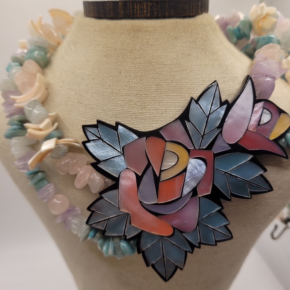Lee Sands Floral Multicolor Statement Necklace